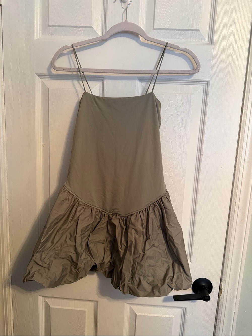 Forever 21 Olive Green Spaghetti Strap Drop-Waist Mini Dress